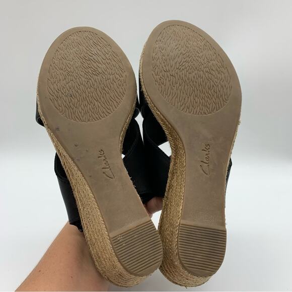 Clarks Lafley Back Strap Slingback Espadrille Wedges Black Size 10 - Picture 11 of 11
